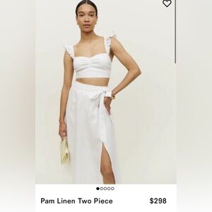 Reformation Pam linen two piece ruffle set size 8